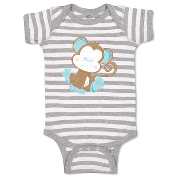 Baby Clothes Baby Monkey Blue Safari Baby Bodysuits Boy & Girl Cotton