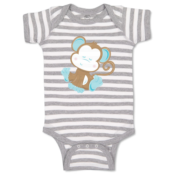 Baby Clothes Baby Monkey Blue Safari Baby Bodysuits Boy & Girl Cotton