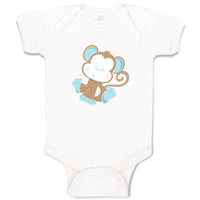 Baby Clothes Baby Monkey Blue Safari Baby Bodysuits Boy & Girl Cotton