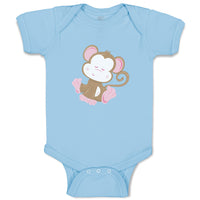 Baby Clothes Baby Monkey Pink Safari Baby Bodysuits Boy & Girl Cotton