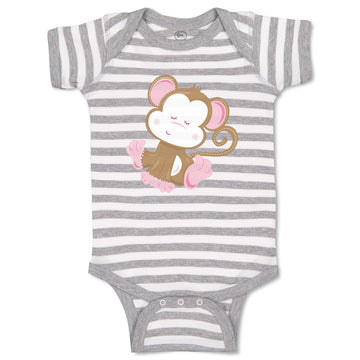Baby Clothes Baby Monkey Pink Safari Baby Bodysuits Boy & Girl Cotton