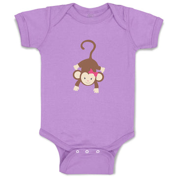 Baby Clothes Monkey Hangs Girl Safari Baby Bodysuits Boy & Girl Cotton