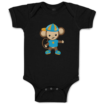 Baby Clothes Monkey Blue T-Shirt Safari Baby Bodysuits Boy & Girl Cotton