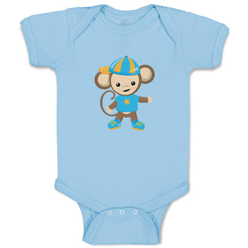 Baby Clothes Monkey Blue T-Shirt Safari Baby Bodysuits Boy & Girl Cotton