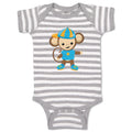 Baby Clothes Monkey Blue T-Shirt Safari Baby Bodysuits Boy & Girl Cotton