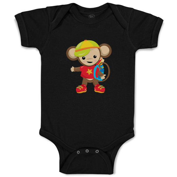 Baby Clothes Monkey Red T-Shirt Safari Baby Bodysuits Boy & Girl Cotton