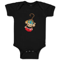 Baby Clothes Monkey Hangs Reads Book Safari Baby Bodysuits Boy & Girl Cotton