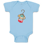Baby Clothes Monkey Hangs Reads Book Safari Baby Bodysuits Boy & Girl Cotton