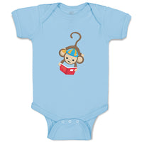 Baby Clothes Monkey Hangs Reads Book Safari Baby Bodysuits Boy & Girl Cotton