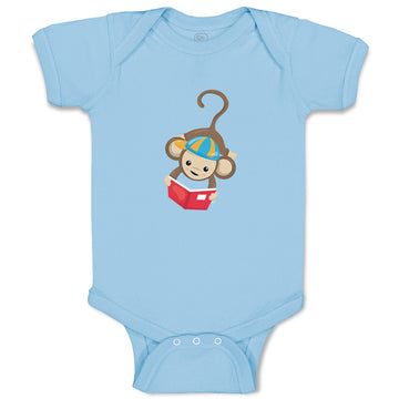 Baby Clothes Monkey Hangs Reads Book Safari Baby Bodysuits Boy & Girl Cotton