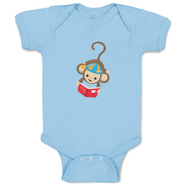 Baby Clothes Monkey Hangs Reads Book Safari Baby Bodysuits Boy & Girl Cotton