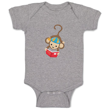 Baby Clothes Monkey Hangs Reads Book Safari Baby Bodysuits Boy & Girl Cotton