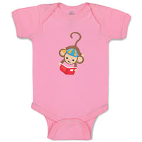 Baby Clothes Monkey Hangs Reads Book Safari Baby Bodysuits Boy & Girl Cotton