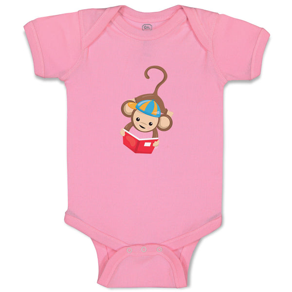 Baby Clothes Monkey Hangs Reads Book Safari Baby Bodysuits Boy & Girl Cotton