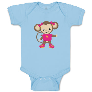 Baby Clothes Monkey Pink T-Shirt Safari Baby Bodysuits Boy & Girl Cotton