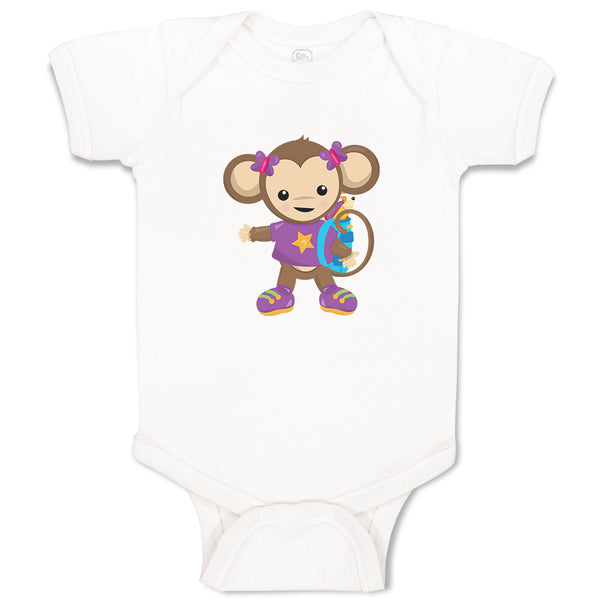 Baby Clothes Monkey Purple T-Shirt Safari Baby Bodysuits Boy & Girl Cotton
