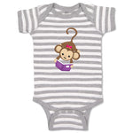 Baby Clothes Monkey Hangs Reads Book Girl Safari Baby Bodysuits Cotton