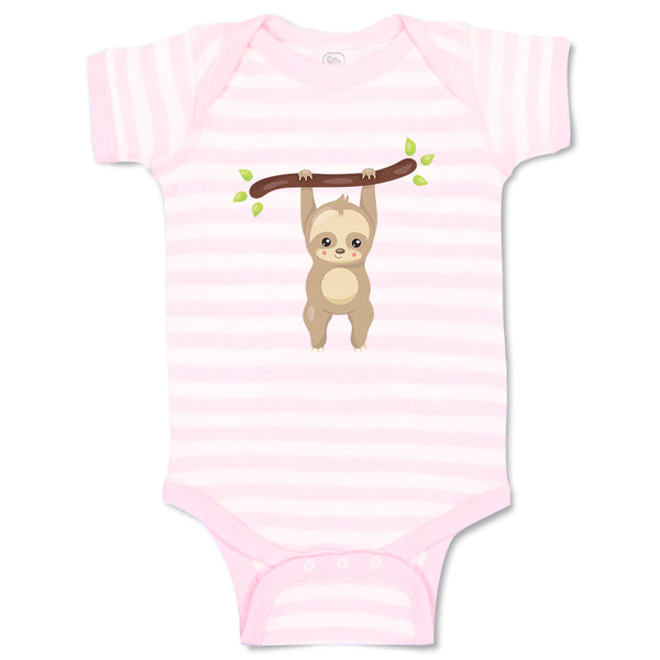 Baby Clothes Sloth Hangs Tree 2 Safari Baby Bodysuits Boy & Girl Cotton