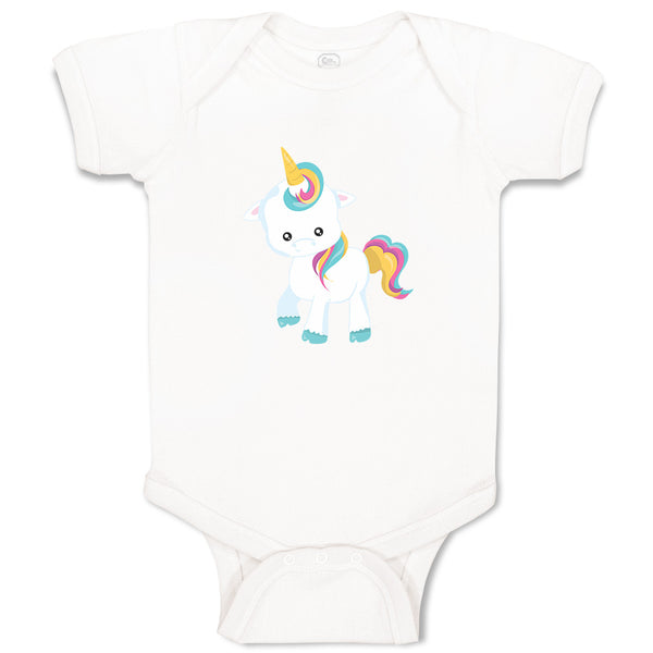 Baby Clothes White Unicorn Walks Baby Bodysuits Boy & Girl Cotton