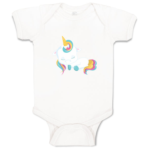 Baby Clothes White Unicorn Sleeps Baby Bodysuits Boy & Girl Cotton