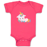 Baby Clothes White Unicorn Opens Eyes Baby Bodysuits Boy & Girl Cotton