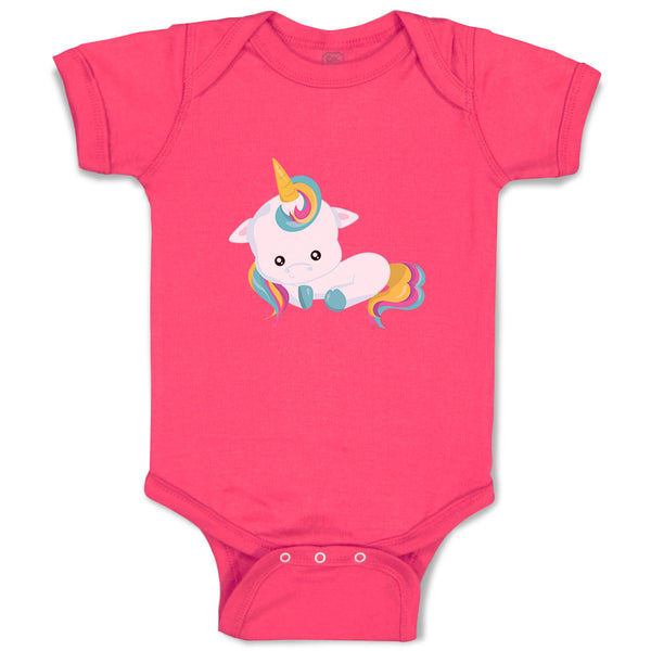 Baby Clothes White Unicorn Opens Eyes Baby Bodysuits Boy & Girl Cotton