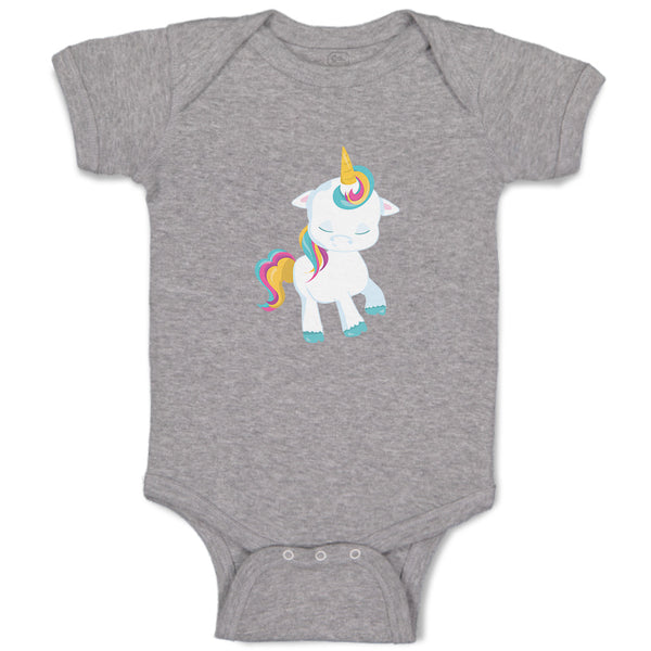 Baby Clothes White Unicorn Walks Close Eyes Baby Bodysuits Boy & Girl Cotton