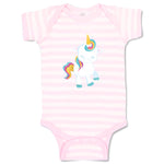 Baby Clothes White Unicorn Walks Close Eyes Baby Bodysuits Boy & Girl Cotton