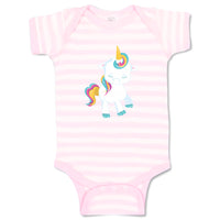 Baby Clothes White Unicorn Walks Close Eyes Baby Bodysuits Boy & Girl Cotton