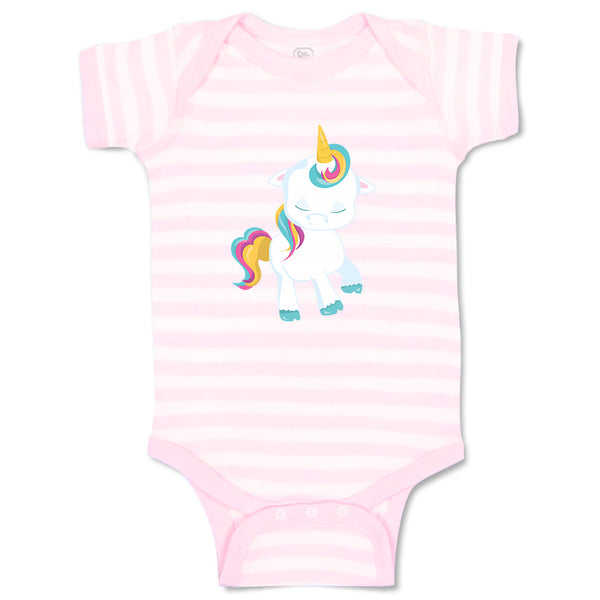 Baby Clothes White Unicorn Walks Close Eyes Baby Bodysuits Boy & Girl Cotton