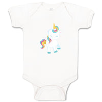 Baby Clothes White Unicorn Walks Close Eyes Baby Bodysuits Boy & Girl Cotton