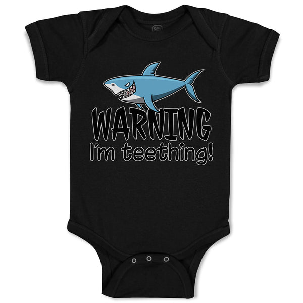 Baby Clothes Warning I'M Teething! Shark Humour Marine Fish Baby Bodysuits