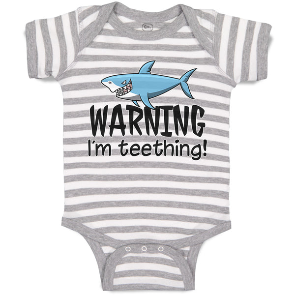 Baby Clothes Warning I'M Teething! Shark Humour Marine Fish Baby Bodysuits