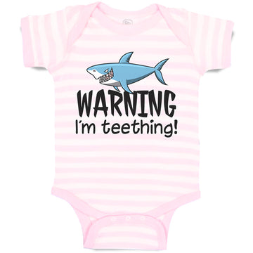 Baby Clothes Warning I'M Teething! Shark Humour Marine Fish Baby Bodysuits