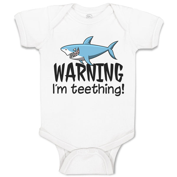 Baby Clothes Warning I'M Teething! Shark Humour Marine Fish Baby Bodysuits