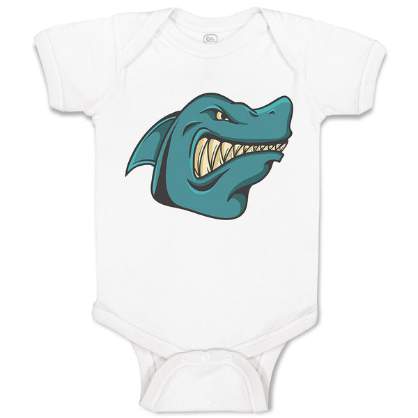 Baby Clothes Angry Shark Cartoon Head Toothy Logo Baby Bodysuits Cotton