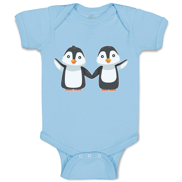 Baby Clothes Little Twin Penguins Sibling Flightless Bird Baby Bodysuits Cotton