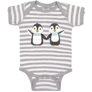 Baby Clothes Little Twin Penguins Sibling Flightless Bird Baby Bodysuits Cotton