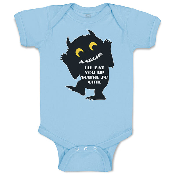 Baby Clothes Scaring Aargh!! I'Ll You'Re Cute Silhouette Spooky Baby Bodysuits