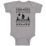 Baby Clothes Believe Bigfoot Forest Silhouette of Trees, Pattern and Footprints