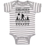Baby Clothes Believe Bigfoot Forest Silhouette of Trees, Pattern and Footprints