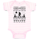 Baby Clothes Believe Bigfoot Forest Silhouette of Trees, Pattern and Footprints