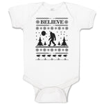 Baby Clothes Believe Bigfoot Forest Silhouette of Trees, Pattern and Footprints