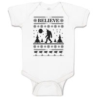 Baby Clothes Believe Bigfoot Forest Silhouette of Trees, Pattern and Footprints