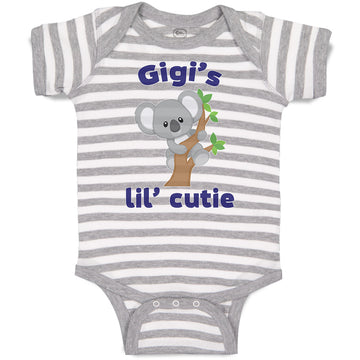 Baby Clothes Gigi's Lil' Cutie Koala Bear on Wood Branch with Green Leaves