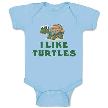 Baby Clothes I like Turtles Cute and Funny Smiling Baby Bodysuits Cotton