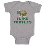 Baby Clothes I like Turtles Cute and Funny Smiling Baby Bodysuits Cotton