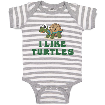 Baby Clothes I like Turtles Cute and Funny Smiling Baby Bodysuits Cotton