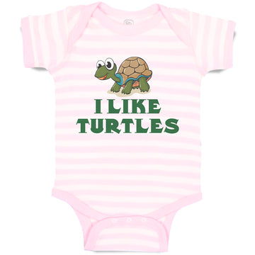 Baby Clothes I like Turtles Cute and Funny Smiling Baby Bodysuits Cotton