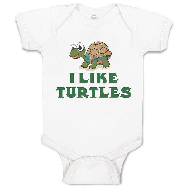 Baby Clothes I like Turtles Cute and Funny Smiling Baby Bodysuits Cotton